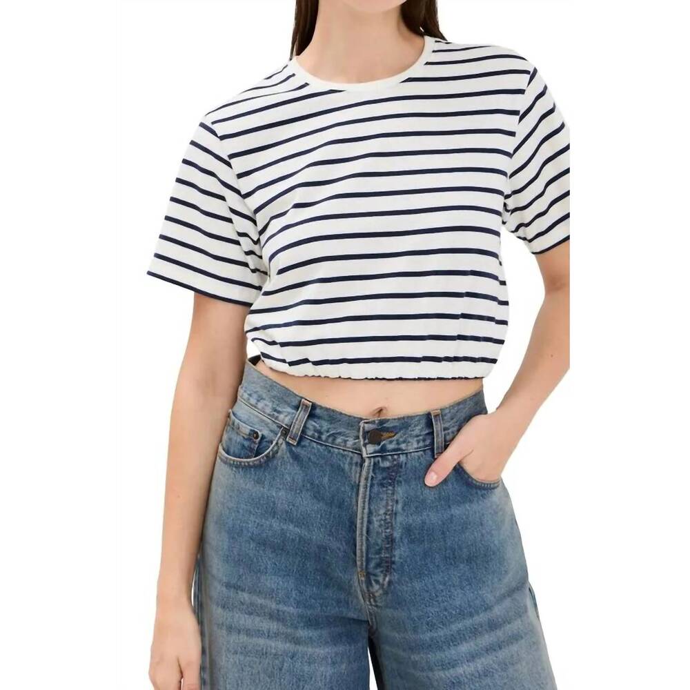 NEW SIMKHAI jojo cropped t shirt in midnight stripe